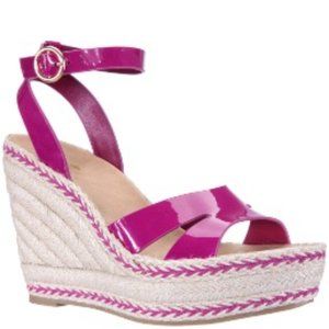 NWB- Estelle Fuchsia/hot pink Patent Platform Espadrille Sandals